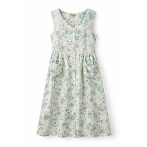 April Cornell NWT Sea Rose Cotton Floral Button up Tie Waist Dress Teal XXL